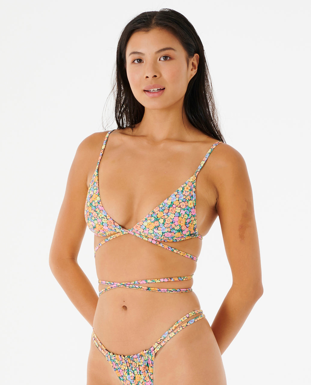 [SALE] Women's AFTERGLOW FLORAL WRAP TRI TOP Bikini Set Tops Swimsuit